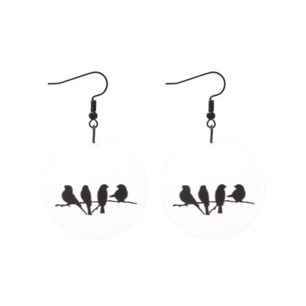 Wholesale Butterfly print acrylic and wood panel earrings