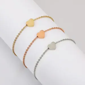 PVD Coated 18K Gold Rose Gold Real Gold Plated Solid Color Stainless Steel Simple Style Waterproof Non Tarnish 304 Stainless Steel Bracelets