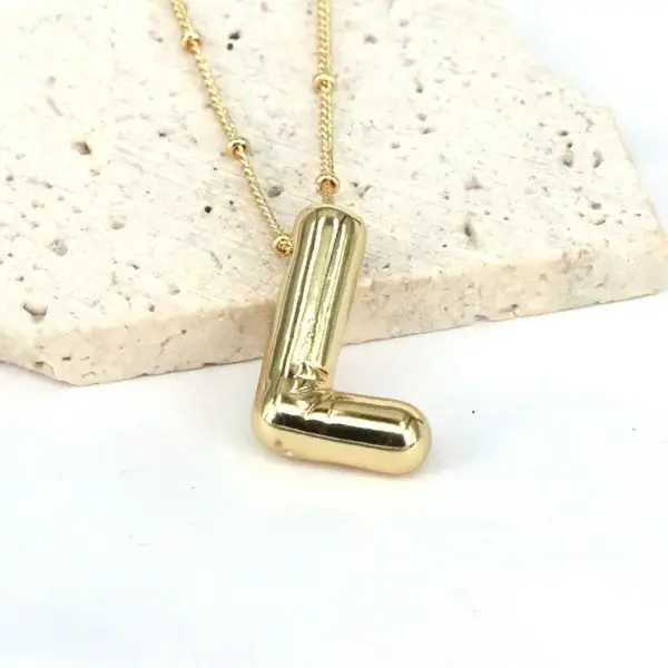 Wholesale Simple Style Classic Style Letter Copper 18k Gold Plated Pendant Necklace In Bulk