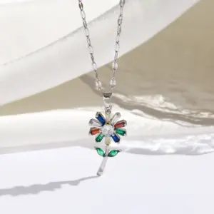 Silver / One Size / Colorful Sunflower Necklace