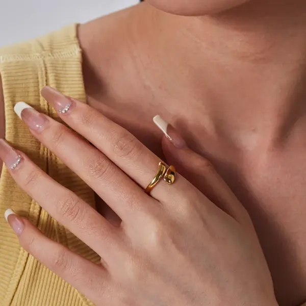 Wholesale PVD Coated Real Gold Plated 18K Gold Snake 304 Stainless Steel Retro Simple Style Waterproof Non Tarnish Open Rings