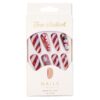 Wholesale WM-311 Red and White Striped False Nails, Long T-Shaped Style, Christmas Snowflake and Snowman Line Decorations, Wearable Nail Tips