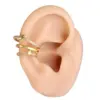 Copper Geometric Water Plating Zircon 18K Gold Plated IG Style Elegant Gold Ear Cuffs