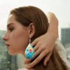 Wholesale Cross Border Bright Colorful Flower Pattern Double Sided PU Leather Earrings Lightweight for Mother's Day Gift