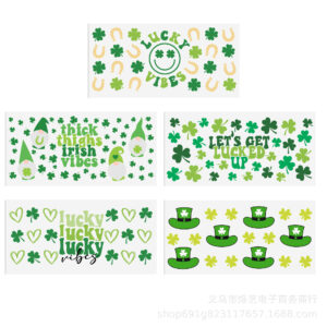St. Patrick's Day Series Transparent Crystal Water Cup Waterproof Sticker suit (5 Pieces/Set)