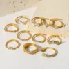 PVD Coated 18K Gold Real Gold Plated Solid Color Stainless Steel Simple Style Waterproof Non Tarnish Rings