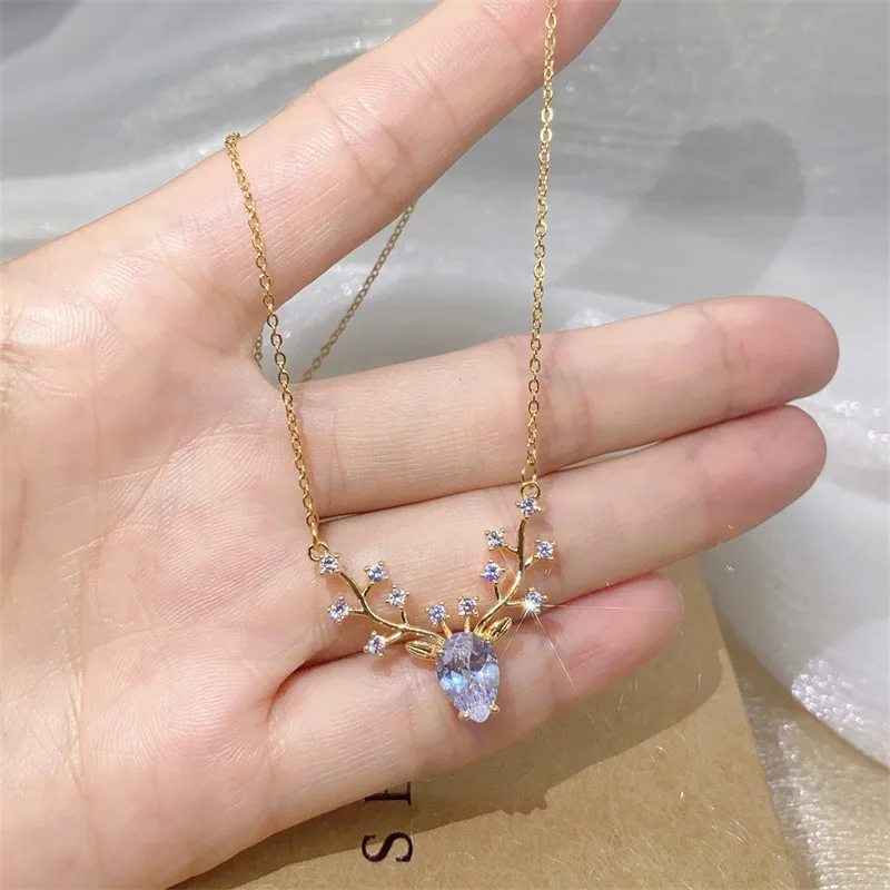 Wholesale PVD Coated Real Gold Plated Elk Stainless Steel Casual Simple Style Waterproof Non Tarnish Necklace