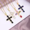 Wholesale Fashion Cross Copper 18k Gold Plated Zircon Pendant Necklace In Bulk