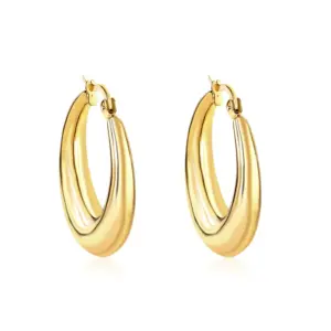 Round 20 * 15mm Gold Ear Clip Ea311801g