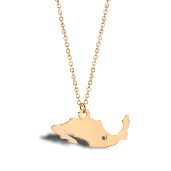 Wholesale Jewelry Fashion Map 304 Stainless Steel 18K Gold Plated Plating Stainless Steel Necklaces