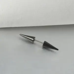 Black Pointed Cone Ear Studs-6mm