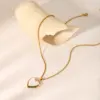 Wholesale 304 Stainless Steel Heart Shape PVD Coated 18K Real Gold Plated IG Style Princess Romantic Waterproof Non Tarnish Belcher Chain White Gold Locket Necklace