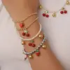 Wholesale Jewelry Casual Cute Sweet Fruit Copper Zircon 18K Gold Plated Beaded Epoxy Inlay Bracelets Necklace
