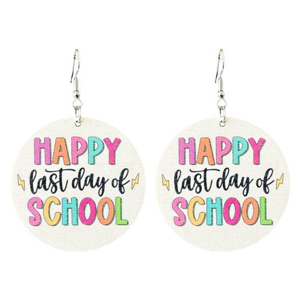 Wholesale Amazon Cross-border Source Teachers Thank Zhou School for Theme Textual Wood Earrings Graduation Season Text Earrings
