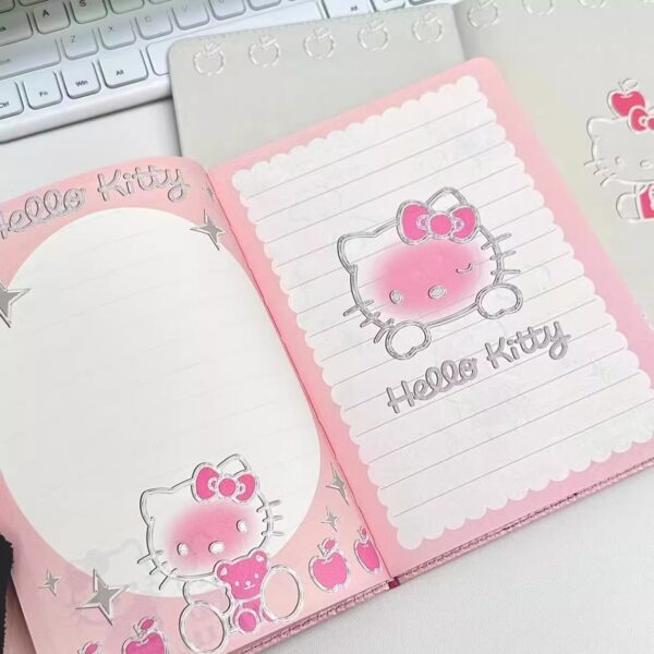 Wholesale Dropshipping Notebook with High Appearance and Cute Laser Hello Kitty Diary A5 Notepad Pu Color Page Thickeneded