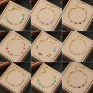 Wholesale 1 Piece Fashion Devil's Eye Heart Shape Stainless Steel Plating Bracelets
