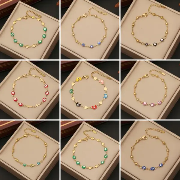 Wholesale 1 Piece Fashion Devil's Eye Heart Shape Stainless Steel Plating Bracelets