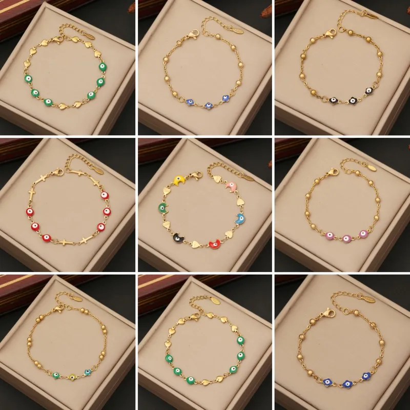 Wholesale 1 Piece Fashion Devil's Eye Heart Shape Stainless Steel Plating Bracelets