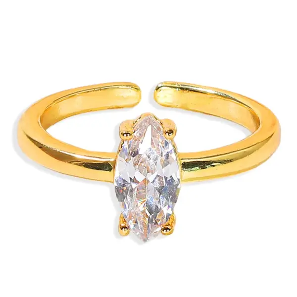 Geometric Silver Transparent Rhinestone Inlaid Series Open Copper Inlaid Zirconium Ring Wholesale Nihaojewerly