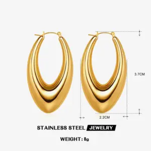 Pointed Oval Earrings-ZN378