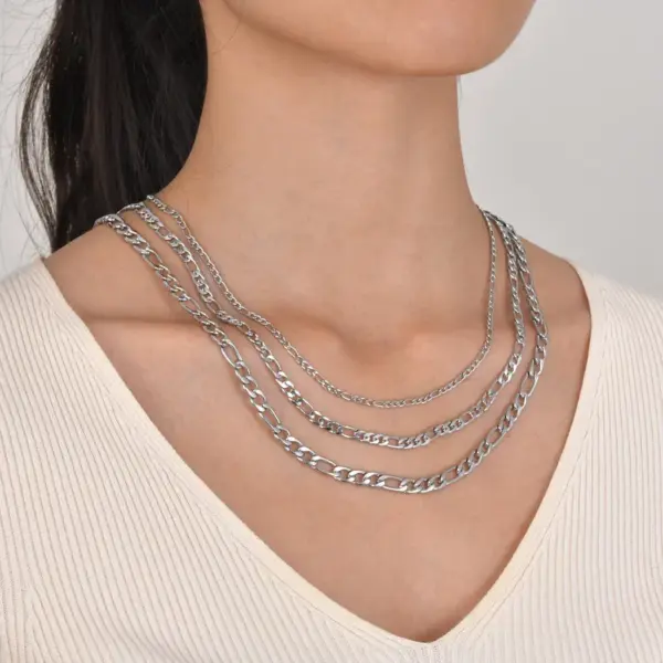 Wholesale PVD Coated Gold Plated Geometric 201 Stainless Steel Hip-Hop Waterproof Non Tarnish 201 Stainless Steel Necklace