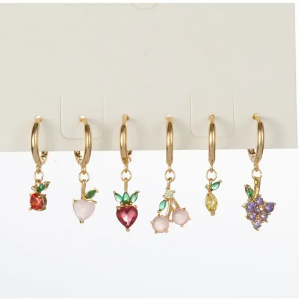 Wholesale Fruit Copper Artificial Gemstones Earrings