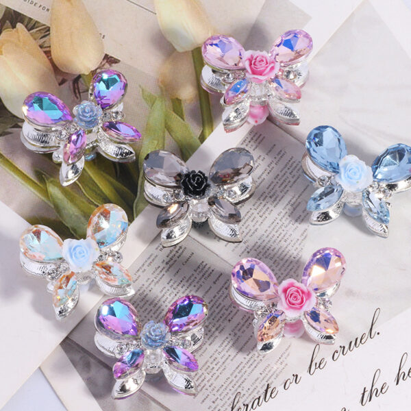 Wholesale DIY heavy-duty alloy rose and butterfly rhinestone beads with straight holes