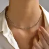 Wholesale PVD Coated Real Gold Plated Solid Color 201 Stainless Steel IG Style Simple Style Waterproof Non Tarnish 201 Stainless Steel Necklace