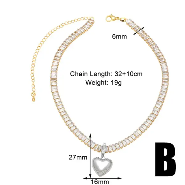 Wholesale Luxurious Simple Style Shiny Star Heart Shape Copper 18k Gold Plated Silver Plated Zircon Pendant Necklace In Bulk