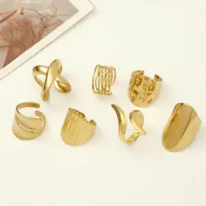 Wholesale Jewelry Classic Style Geometric 304 Stainless Steel Plating Open Rings