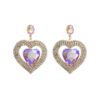 Wholesale diamond earrings women's alloy diamond double-layer love-shaped temperament earrings ear jewelry
