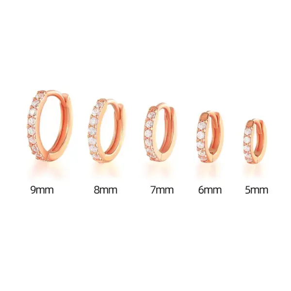 New Ear Buckle Korean Simple Row Zircon Earrings Female Round Small Copper Ear Nails