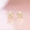 Wholesale 1 Pair Simple Style Classic Style Flower Plating Inlay Copper Zircon 18K Gold Plated Ear Studs
