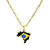 Wholesale Jewelry Hip-Hop Streetwear National Flag Map 304 Stainless Steel Enamel Pendant Necklace Singapore Chain