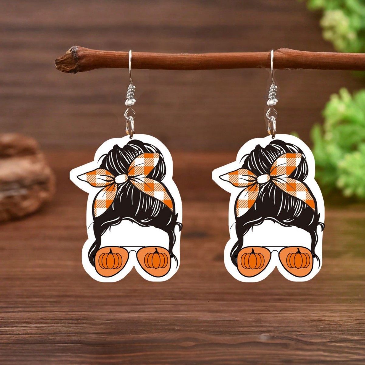 Wholesale Leather Girl Head Earrings