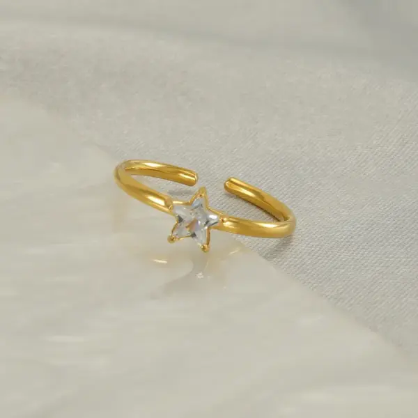 PVD Coated 18K Gold Plated Star Stainless Steel Simple Style Korean Style Waterproof Non Tarnish Open Rings