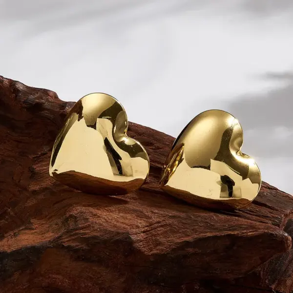 Wholesale PVD Coated 18K Gold Plated Heart Shape Bow Knot 201 Stainless Steel Casual Basic Exaggerated Polishing Plating Earrings Ear Studs