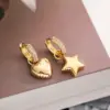 1 Pair Simple Style Commute Star Heart Shape Plating Inlay Copper Zircon 18k Gold Plated Drop Earrings