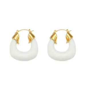 Exaggerated Acrylic U-Shaped Earrings-White