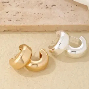 Wholesale PVD Coated Gold Plated Silver Plated Type C Solid Color 304 Stainless Steel IG Style Hip-Hop Waterproof Non Tarnish Ear Studs