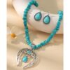 oly-1e8e4713fea5d51e6f30dd5dfff4bef0 Wholesale Cross-Border European and American New Retro Water Drop Necklace Turquoise Earrings Western Style Exaggerated Turquoise Necklace Manufacturer