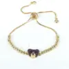 Wholesale Streetwear Bear Copper 18k Gold Plated Zircon Bracelets In Bulk