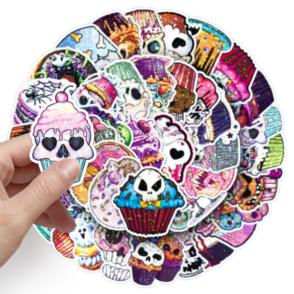 Wholesale 50pcs/pack Holographic Flashing Halloween Stickers Laser