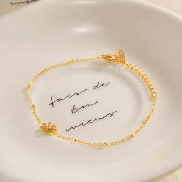 Wholesale Simple Style Flower Stainless Steel Titanium Steel Bracelets In Bulk