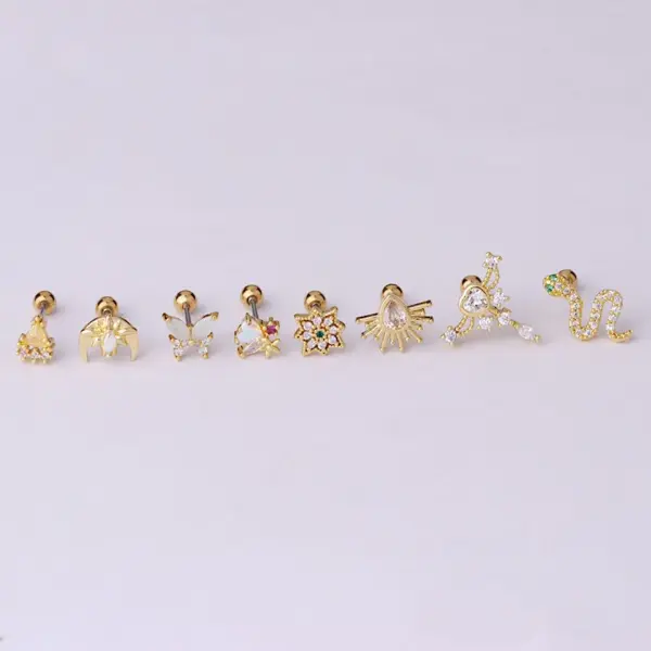 316L Stainless Steel Copper Ear Cartilage Rings & Studs Animal Waterproof Non Tarnish Surgical Steel Women'S