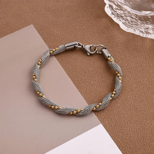 Wholesale Casual Vacation Color Block 304 Stainless Steel 18K Gold Plated Cuban Link Chain Curb Chain Handmade Chain Bracelets In Bulk