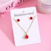 Wholesale Jewelry Sweet Cherry Strawberry 304 Stainless Steel Plating Jewelry Set Cable Chain