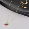 304 Stainless Steel Cherry PVD Coated Artificial Crystal 18K Real Gold Plated Simple Style Waterproof Non Tarnish Gold Plated Pendant Necklace