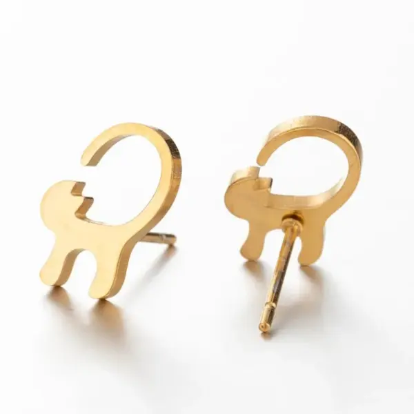 Wholesale PVD Coated 18K Gold Real Gold Plated Cat 304 Stainless Steel Fashion Waterproof Non Tarnish Ear Studs