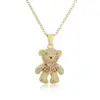 Wholesale New Copper Micro-inlaid Zircon Cute Bear Pendant Golden Necklace Wholesale